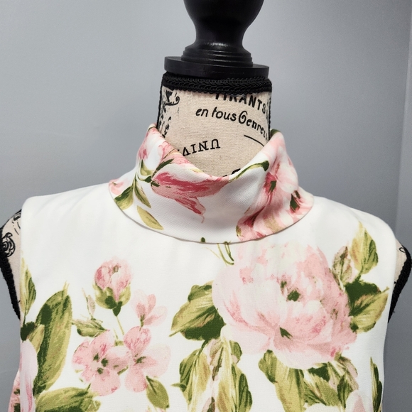 Alex Marie Cream Floral Sheath Dress with Mock Neck for Weddings Size 4 - Picture 4 of 9